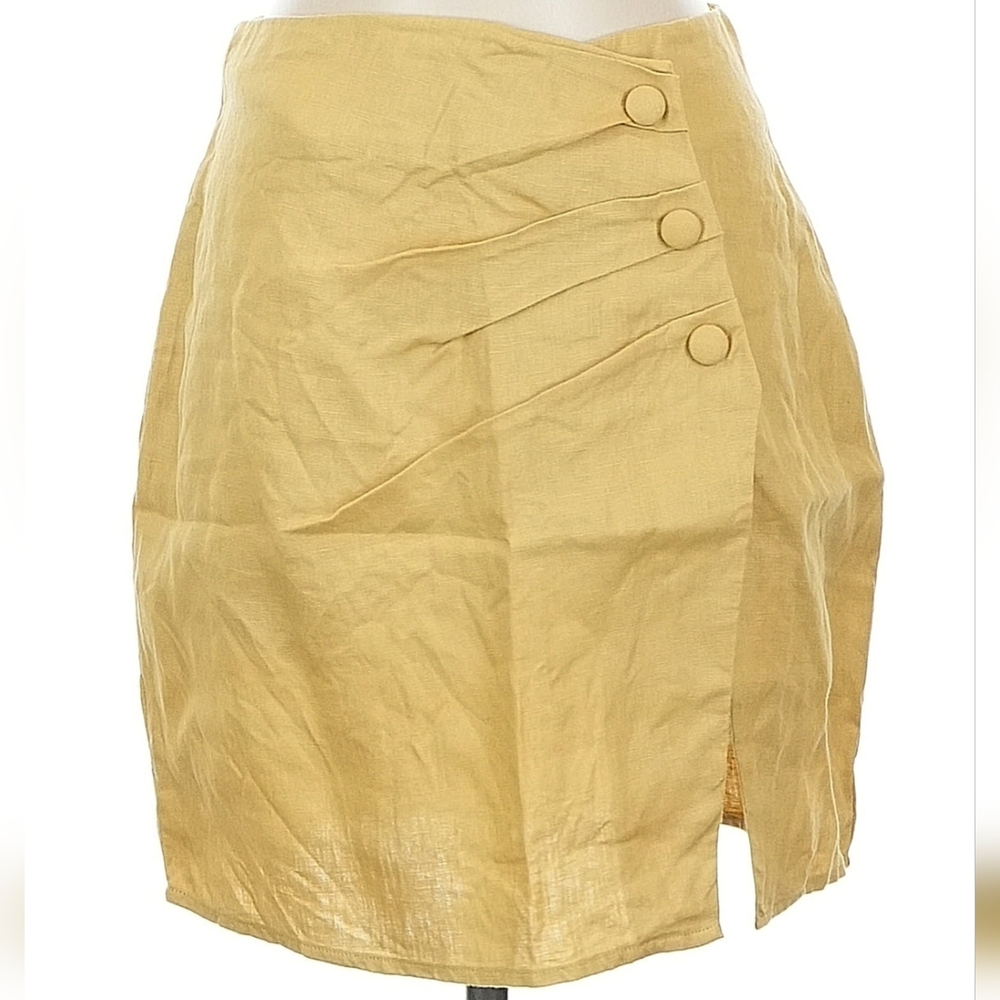 EUC Reformation Helena Linen Skirt Yellow Size 4